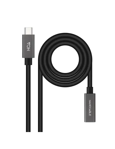 Nanocable Cable Prolongador USB-C 3.2 Gen2x2 20Gbps 3A, 4K 60Hz, USB-C M-USB-C H, Negro, 1.5 m