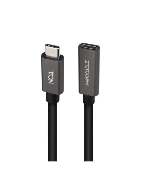 Nanocable Cable Prolongador USB-C 3.2 Gen2x2 20Gbps 3A, 4K 60Hz, USB-C M-USB-C H, Negro, 1.5 m