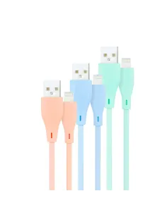 Nanocable 3 Cables Lightning a USB 2.0, Lightning M-USB A M, Rosa, Azul y Verde, 1 m