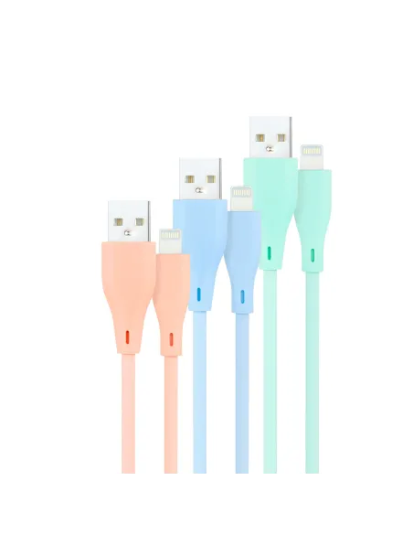 Nanocable 3 Cables Lightning a USB 2.0, Lightning M-USB A M, Rosa, Azul y Verde, 1 m