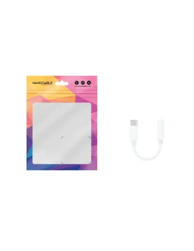 Nanocable Cable Adaptador Audio USB-C M a Jack 3.5 H, 11 cm, Blanco
