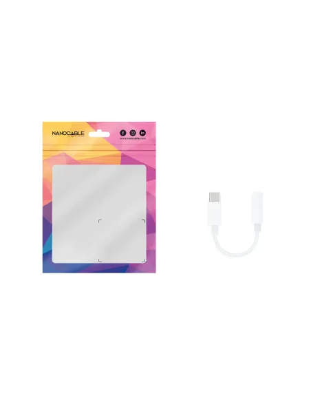 Nanocable Cable Adaptador Audio USB-C M a Jack 3.5 H, 11 cm, Blanco