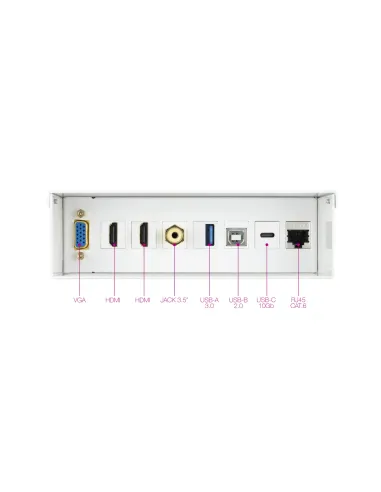 Nanocable Caja de conexiones multimedia de pared VGA + 2xHDMI + JACK3.5 + 1xUSB-C 10G + 1xUSB-B 2.0 + 1xUSB-A 3.0 + 1xRJ45