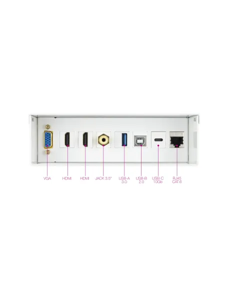 Nanocable Caja de conexiones multimedia de pared VGA + 2xHDMI + JACK3.5 + 1xUSB-C 10G + 1xUSB-B 2.0 + 1xUSB-A 3.0 + 1xRJ45