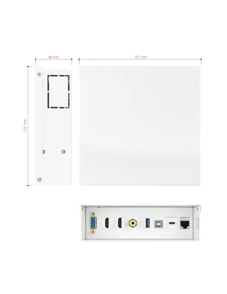 Nanocable Caja de conexiones multimedia de pared VGA + 2xHDMI + JACK3.5 + 1xUSB-C 10G + 1xUSB-B 2.0 + 1xUSB-A 3.0 + 1xRJ45