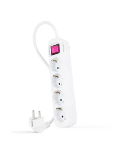 Nanocable Regleta de enchufes de 4 tomas con interruptor, 1.4 metros Blanca