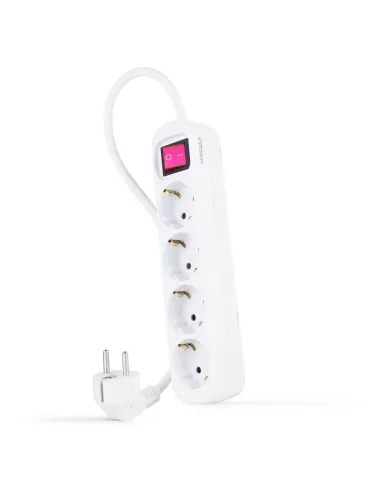 Nanocable Regleta de enchufes de 4 tomas con interruptor, 1.4 metros Blanca