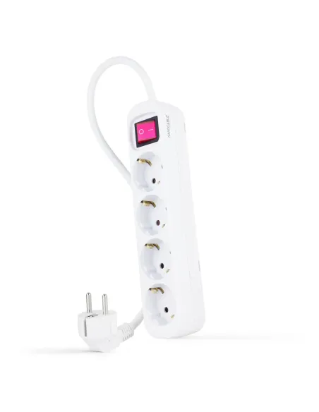 Nanocable Regleta de enchufes de 4 tomas con interruptor, 1.4 metros Blanca