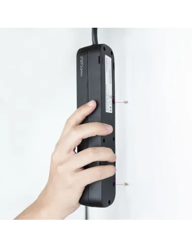 Nanocable Regleta de enchufes de 4 tomas con interruptor, 1.4 metros Negra