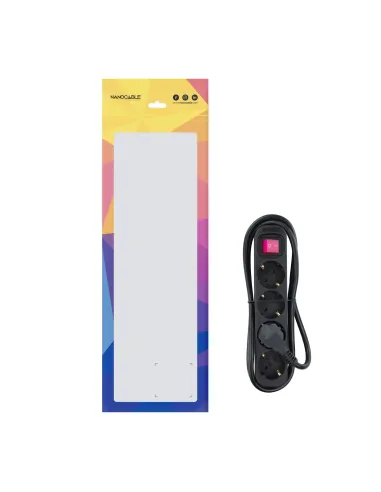 Nanocable Regleta de enchufes de 4 tomas con interruptor, 1.4 metros Negra