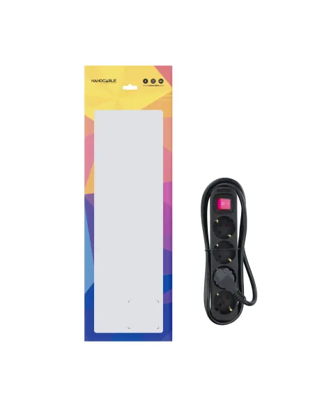 Nanocable Regleta de enchufes de 4 tomas con interruptor, 1.4 metros Negra