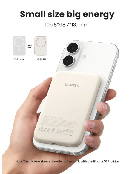 Ugreen 25207 batería externa 5000 mAh Cargador inalámbrico Negro