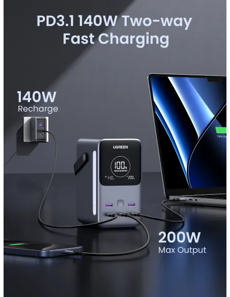 Ugreen Nexode Power Bank 48000 mAh Litio Gris