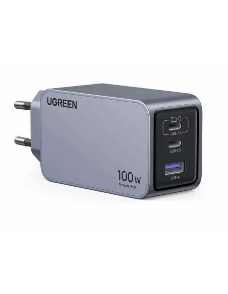 Ugreen Nexode Pro EU 3-Port GaN PD Fast Charger With USB-C Cable Universal Negro, Gris Corriente alterna Carga rápida Interior