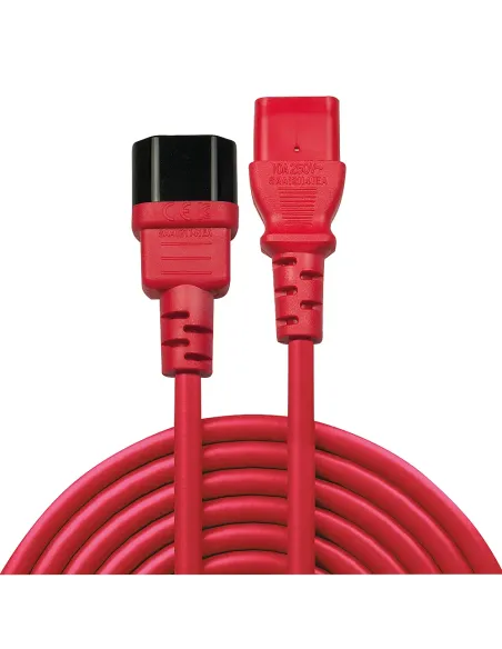 Lindy 30478 cable de transmisión Rojo 2 m C14 acoplador C13 acoplador