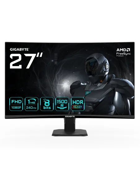 GIGABYTE GS27FC2 Monitor Gaming Curvo 27" FHD - 1920 x 1080, 240Hz, 1ms, 350 cd m², HDR Ready, HDMI 2.0, Displayport 1.4