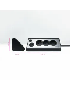 Nanocable Regleta de Sobremesa con 3 Tomas de Tierra y 2 USB´s con Luz, Negro 2