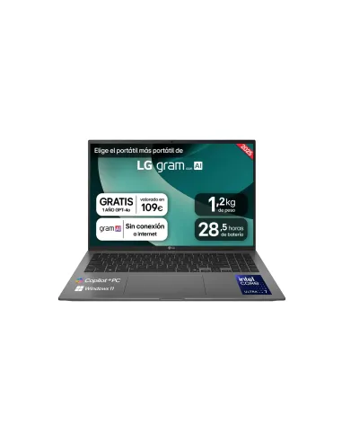 LG Gram 16Z90TL-G.AU88B ordenador portatil Intel Core Ultra 7 258V Portátil 40,6 cm (16") WQXGA 32 GB LPDDR5x-SDRAM 1 TB SSD