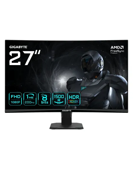 GIGABYTE GS27FCA Monitor gaming curvo 27" FHD - 1920 x 1080, 200Hz, 1ms, 250 cd m², FreeSync Premium, HDR Ready, HDMI 2.0,