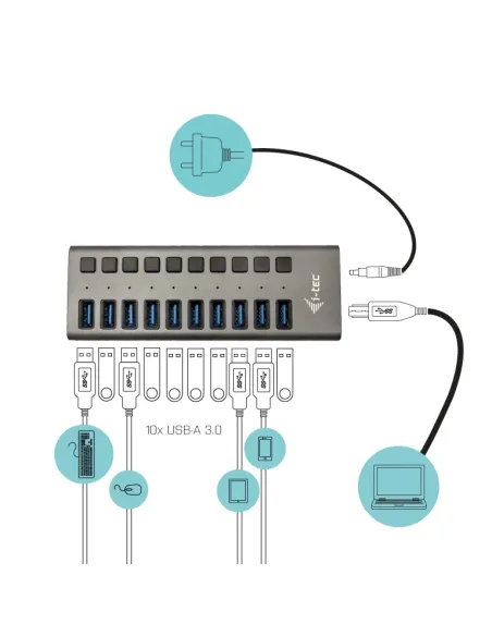 i-tec USB 3.0 Charging HUB 10 port + Power Adapter 48 W