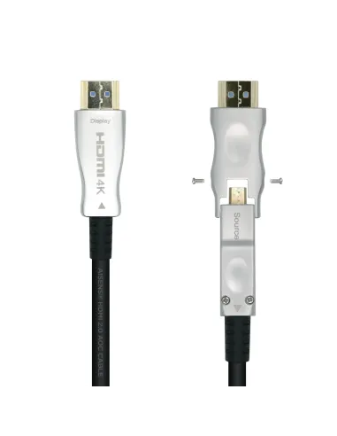 AISENS Cable HDMI V2.0 AOC Desmontable Premium Alta Velocidad   HEC 4k@60Hz 4 4 4 18Gbps, A M-D A M, Negro, 30m