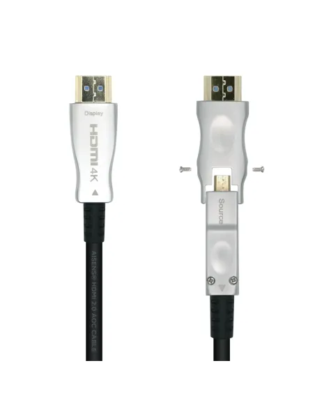 AISENS Cable HDMI V2.0 AOC Desmontable Premium Alta Velocidad   HEC 4k@60Hz 4 4 4 18Gbps, A M-D A M, Negro, 30m