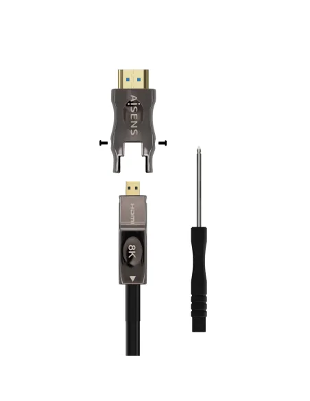 AISENS Cable Hdmi V2.1 AOC Desmontable Ultra Alta Velocidad   Hec 8K@60Hz 4K@120Hz 4 4 4 48Gbps, A M-D A M, Negro, 20M