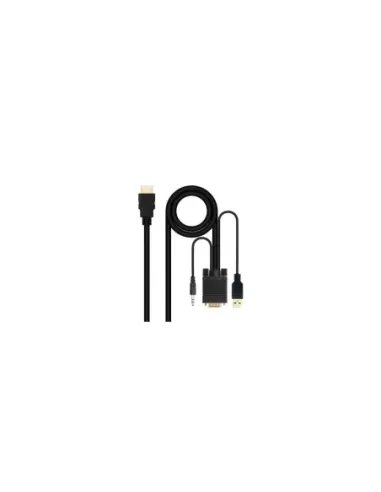 Cable Conversor Nanocable 10.15.4350/ HDMI Macho - VGA Macho - Jack 3.5 Macho - USB Macho/ 1.8m/ Negro