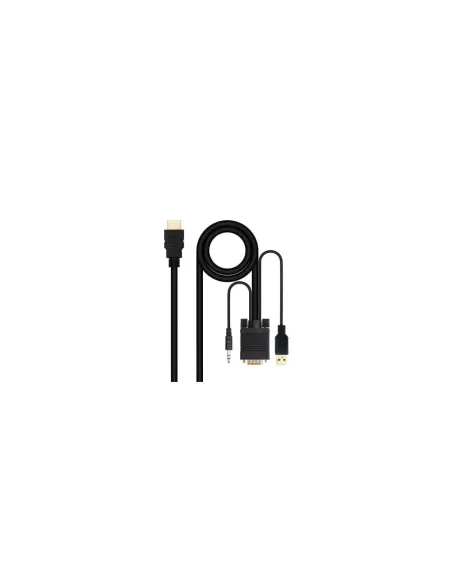 Cable Conversor Nanocable 10.15.4350/ HDMI Macho - VGA Macho - Jack 3.5 Macho - USB Macho/ 1.8m/ Negro