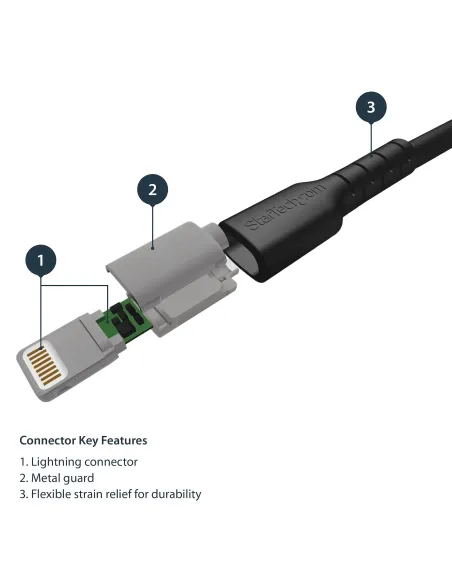 StarTech.com Cable Resistente USB-A a Lightning de 1 m Negro - Cable de Alimentación y Sincronización USB Tipo A a Lightning