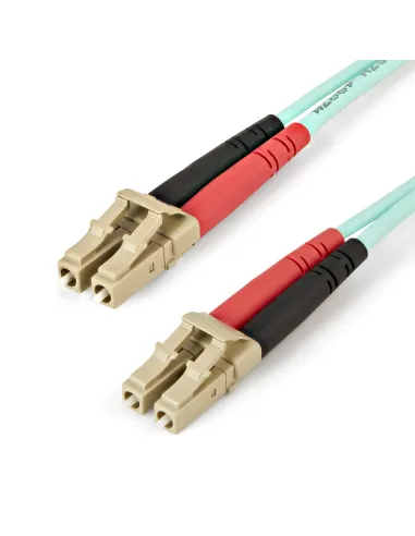StarTech.com Cable de 1m de Fibra Óptica Multimodo LC UPC a LC UPC OM4 - 50 125µm - Fibra LOMMF VCSEL - Redes de 100G - Cable