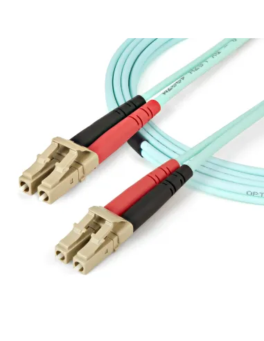 StarTech.com Cable de 1m de Fibra Óptica Multimodo LC UPC a LC UPC OM4 - 50 125µm - Fibra LOMMF VCSEL - Redes de 100G - Cable