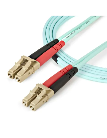 StarTech.com Cable de 1m de Fibra Óptica Multimodo LC UPC a LC UPC OM4 - 50 125µm - Fibra LOMMF VCSEL - Redes de 100G - Cable