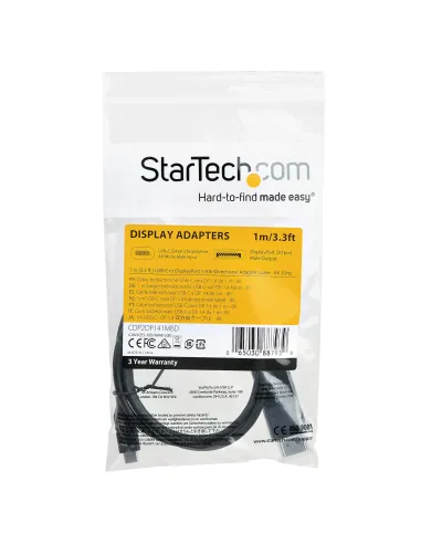 StarTech.com Cable de 1m USB-C a DisplayPort 1.4 - Convertidor Bidireccional Adaptador de Vídeo USB Tipo C - HBR3 HDR DSC -