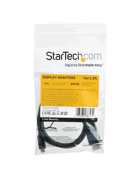 StarTech.com Cable de 1m USB-C a DisplayPort 1.4 - Convertidor Bidireccional Adaptador de Vídeo USB Tipo C - HBR3 HDR DSC -