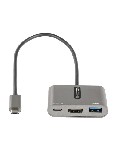 StarTech.com Adaptador Multipuertos USB C, USB Tipo C a HDMI, Vídeo de 4K, PD de 100W, Pass Through, Hub Ladrón USB 3.0 1x USBC