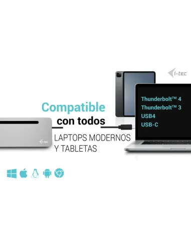 i-tec USB-C Metal Ergonomic 3x 4K Display Docking Station with Power Delivery 100 W + Universal Charger 100 W
