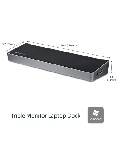 StarTech.com Docking Station USB 3.0 2x DisplayPort y HDMI 4K para 3 Monitores - Hub 5x USB-A (1x Fast Charge) - Audio de 3,5mm