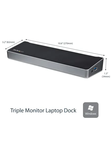 StarTech.com Docking Station USB 3.0 2x DisplayPort y HDMI 4K para 3 Monitores - Hub 5x USB-A (1x Fast Charge) - Audio de 3,5mm