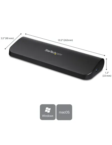 StarTech.com Docking Station USB 3.0 de 2 Monitores para Portátil - HDMI DVI VGA - Hub Ladrón 3x USB-A - GbE - Audio -