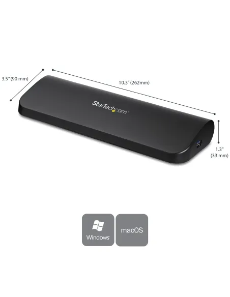 StarTech.com Docking Station USB 3.0 de 2 Monitores para Portátil - HDMI DVI VGA - Hub Ladrón 3x USB-A - GbE - Audio -