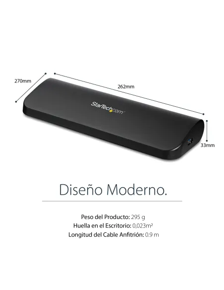 StarTech.com Docking Station USB 3.0 de 2 Monitores para Portátil - HDMI DVI VGA - Hub Ladrón 3x USB-A - GbE - Audio -