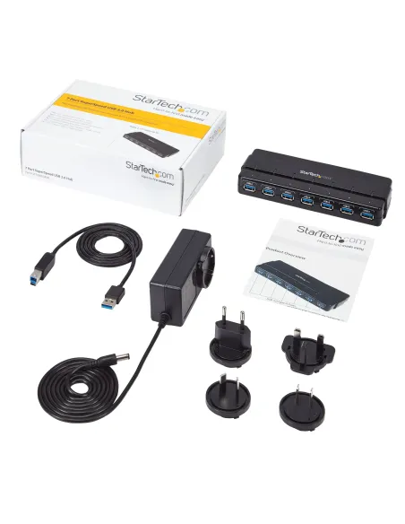 StarTech.com Concentrador Ladrón USB 3.0 de 7 Puertos - 5Gbps - Hub de Sobremesa