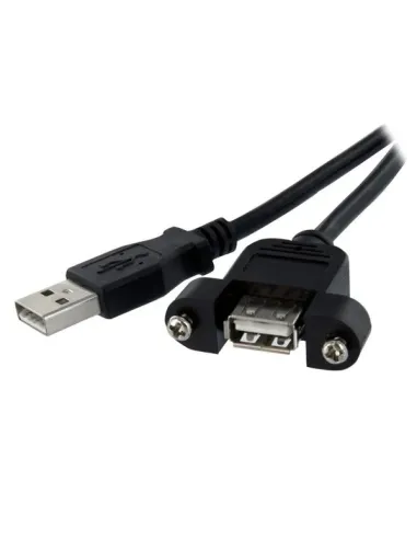 StarTech.com Cable Alargador de 30cm USB 2.0 para Montar Empotrar en Panel - Extensor Macho a Hembra USB A - Negro