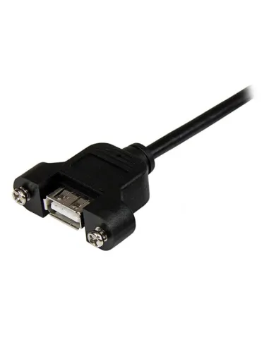 StarTech.com Cable Alargador de 30cm USB 2.0 para Montar Empotrar en Panel - Extensor Macho a Hembra USB A - Negro
