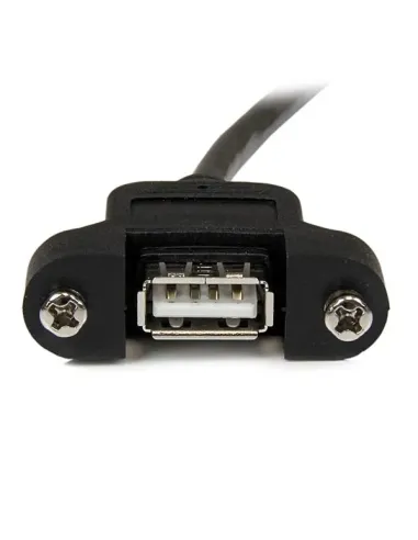 StarTech.com Cable Alargador de 30cm USB 2.0 para Montar Empotrar en Panel - Extensor Macho a Hembra USB A - Negro