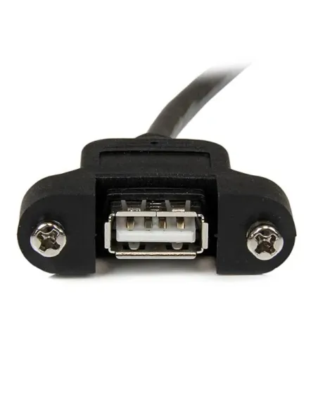 StarTech.com Cable Alargador de 30cm USB 2.0 para Montar Empotrar en Panel - Extensor Macho a Hembra USB A - Negro