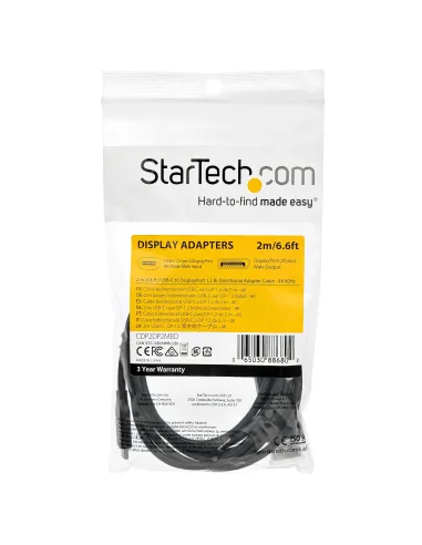 StarTech.com Cable de 2m USB C a DisplayPort 1.2 de 4K a 60Hz - Cable Adaptador de Vídeo Bidireccional DP a USB-C o USB-C a DP
