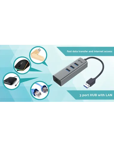 i-tec Metal USB 3.0 HUB 3 Port + Gigabit Ethernet Adapter
