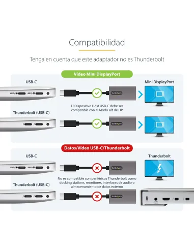 StarTech.com Adaptador USB C a Mini DisplayPort - Convertidor de Vídeo USB Tipo C a mDP Mini DP a 4K 60Hz - Compatible con